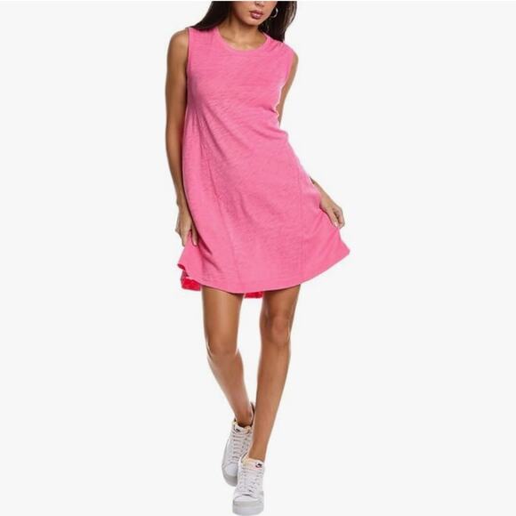 ATM Slub Jersey Cotton Tank Dress Mini Lotus Pink Barbie Beach size Medium - Picture 1 of 8